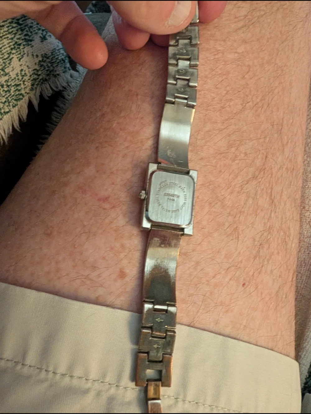 Silver Rectangular Dial Wristwatch With Quartz Movement Brand New Battery